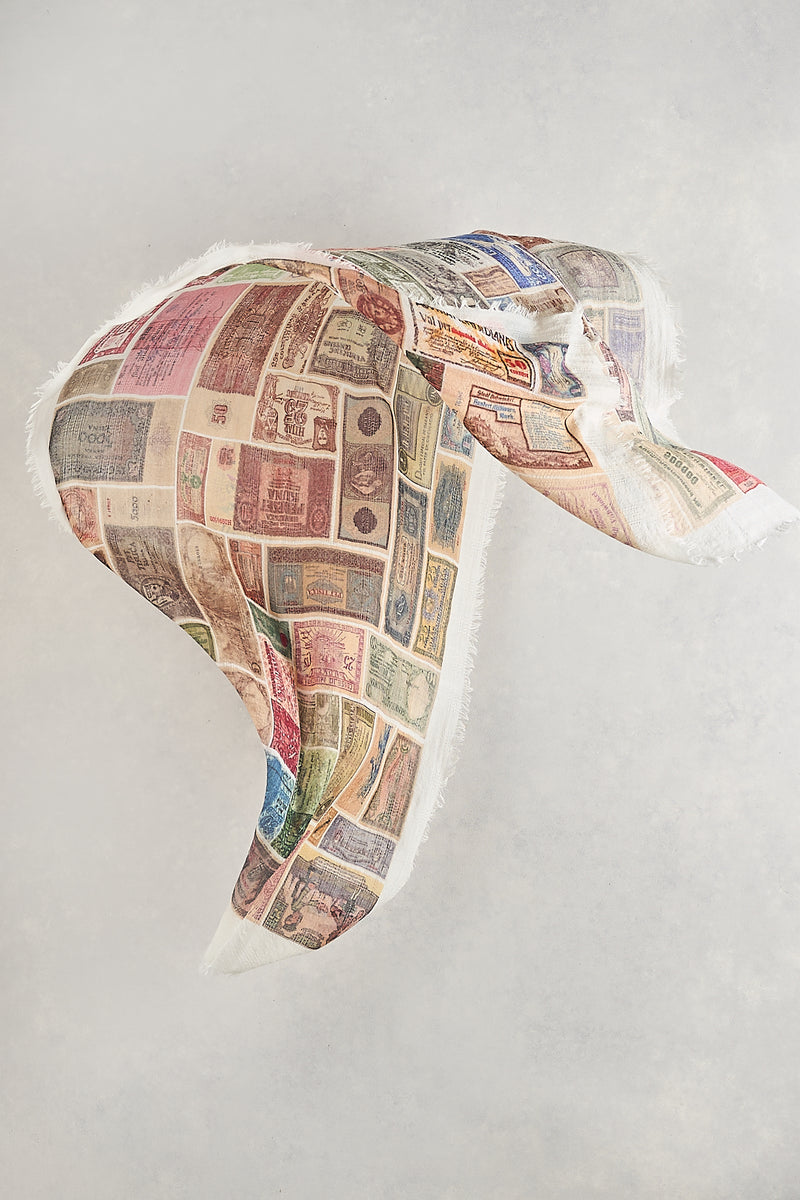 Vintage Stamp Scarf – Multicolour