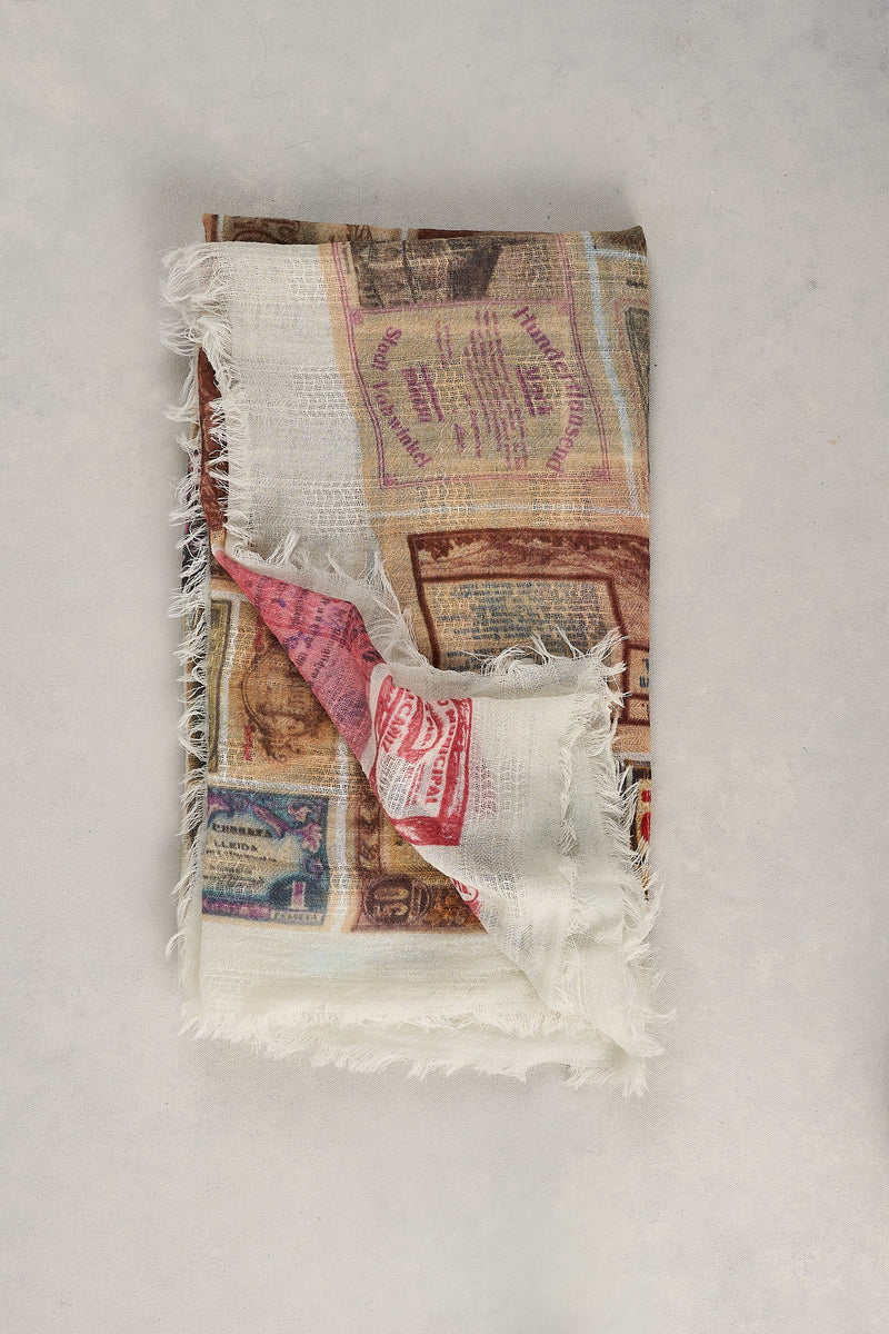 Vintage Stamp Scarf – Multicolour