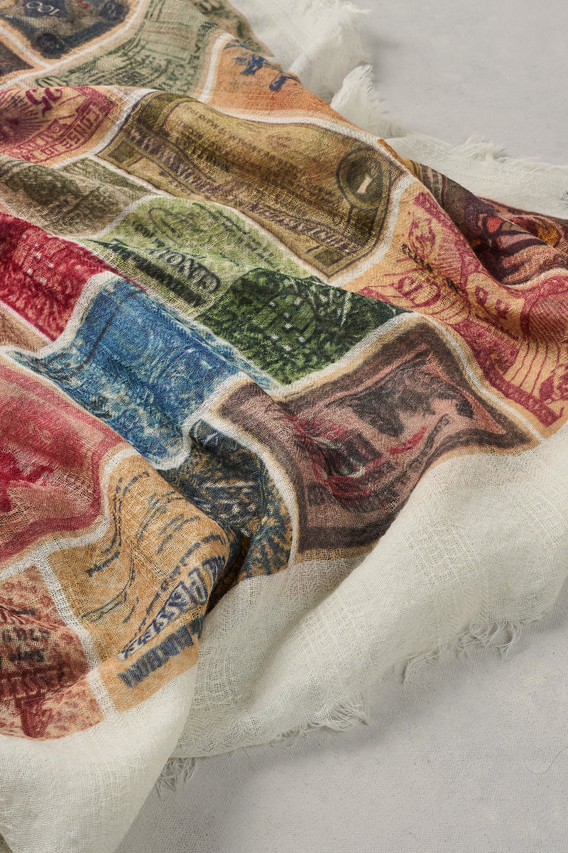Vintage Stamp Scarf – Multicolour