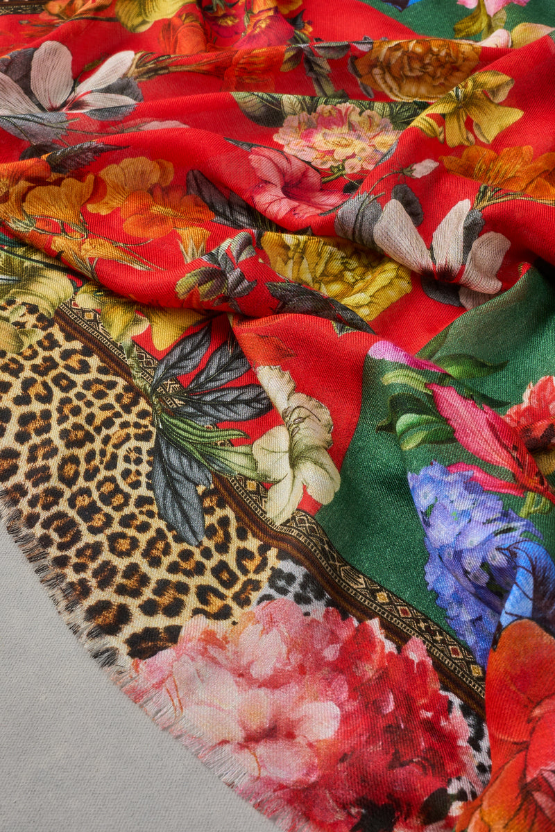 Floral Animal Square Scarf – Multicolour