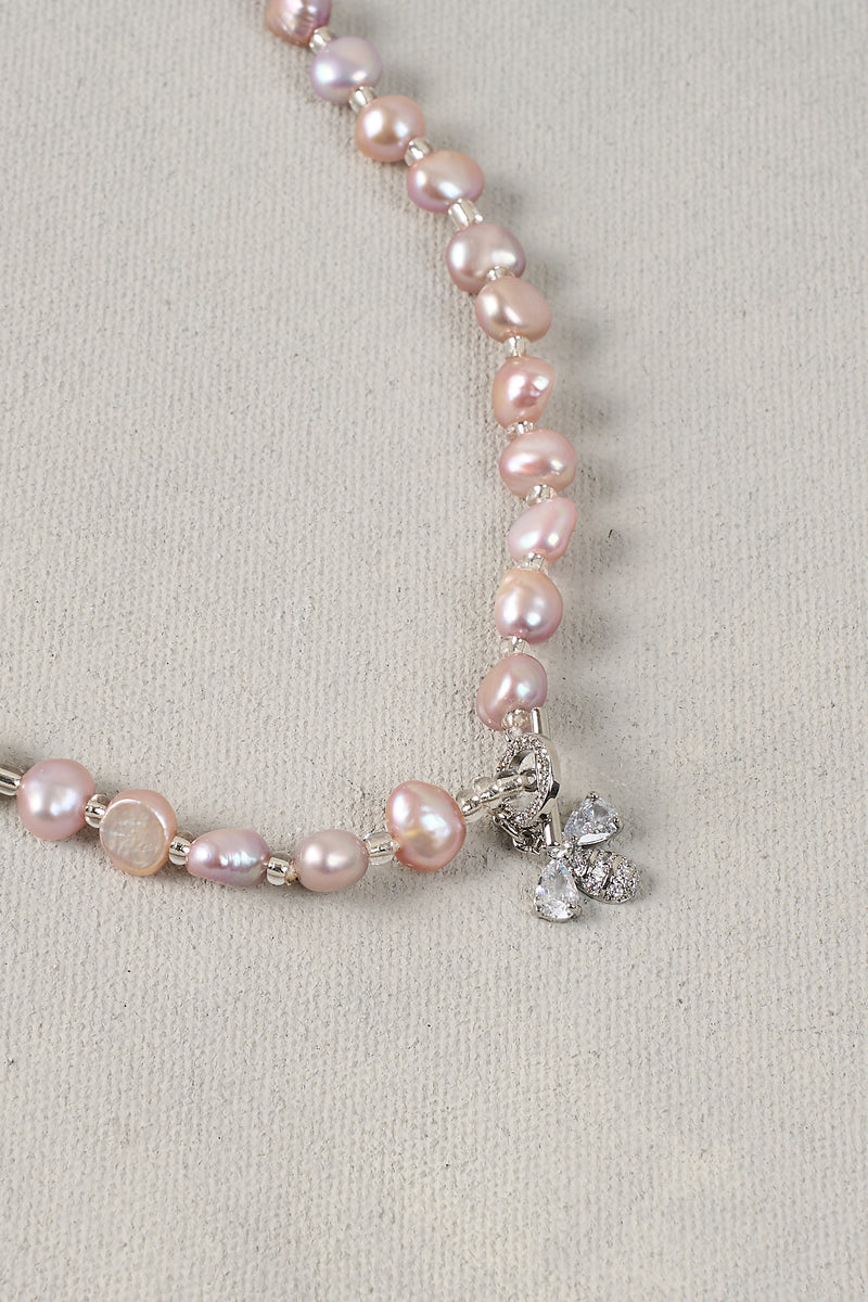 Bee Pearl Necklace – Pink