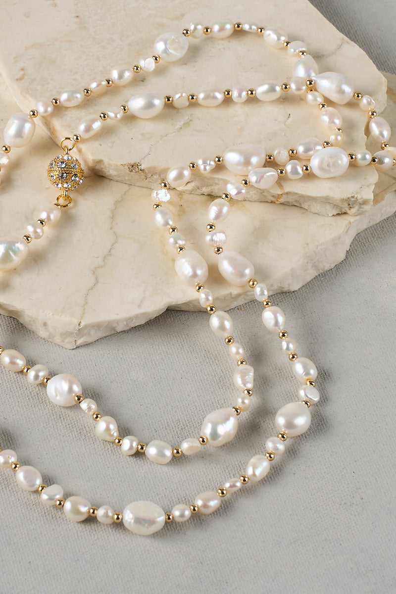Long Pearl Necklace – Cream