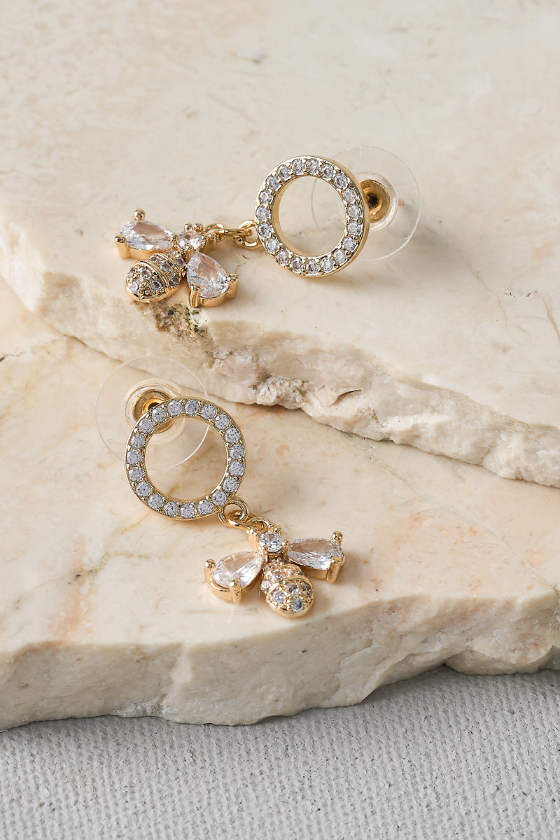 Diamante Bee Earrings – Gold