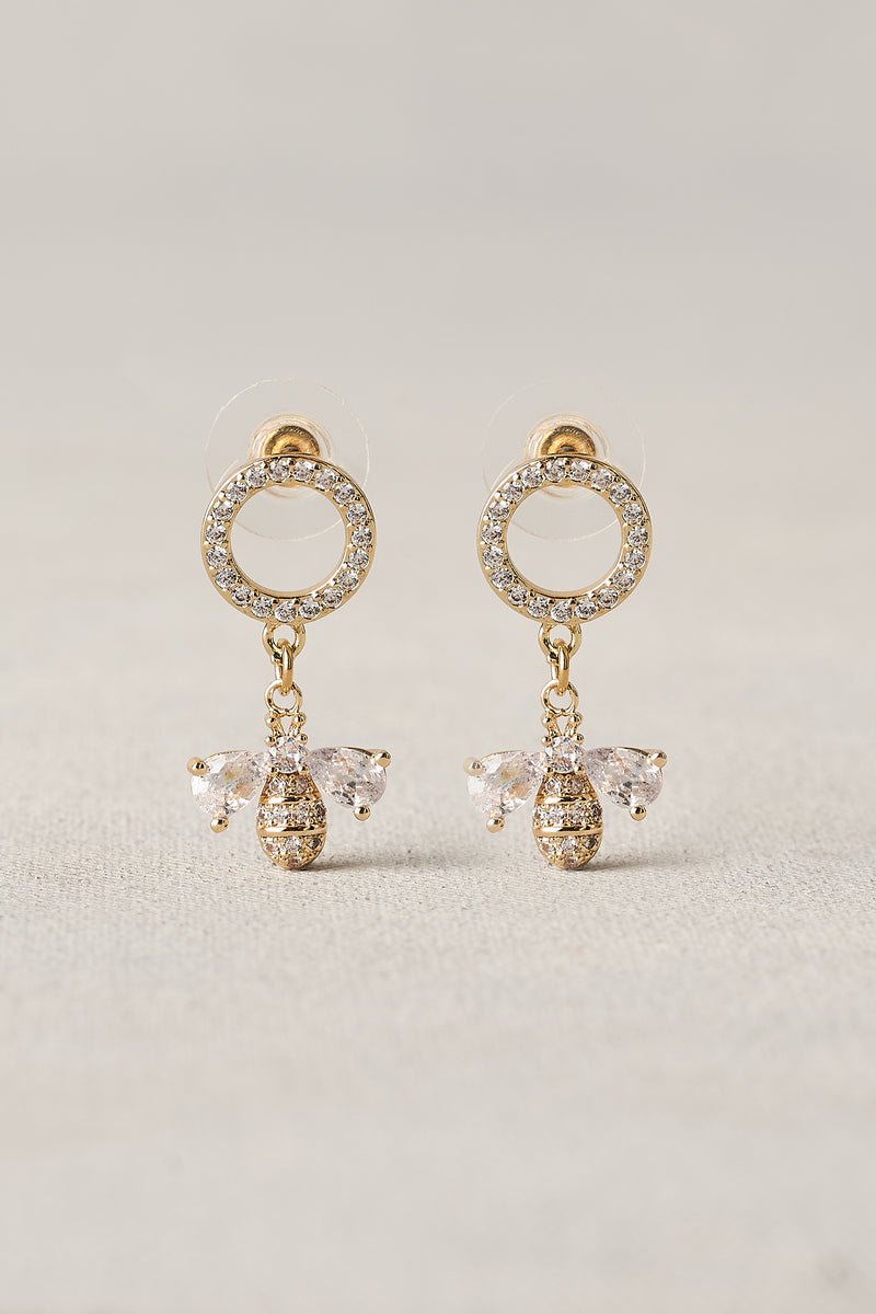 Diamante Bee Earrings – Gold