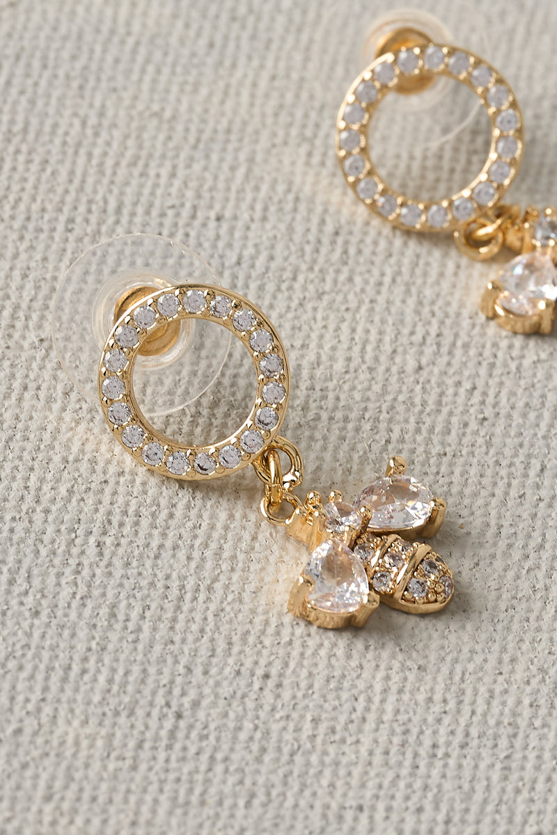 Diamante Bee Earrings – Gold