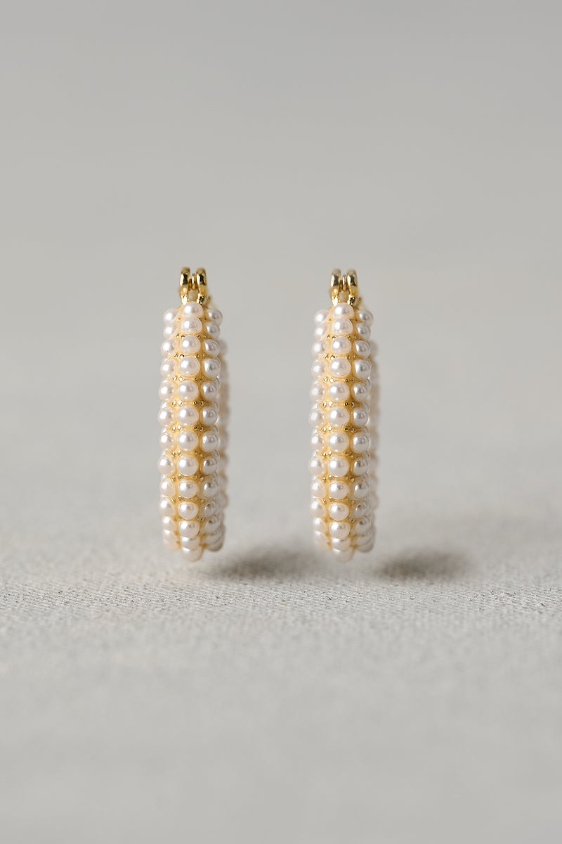 Pearl Hoops – Cream