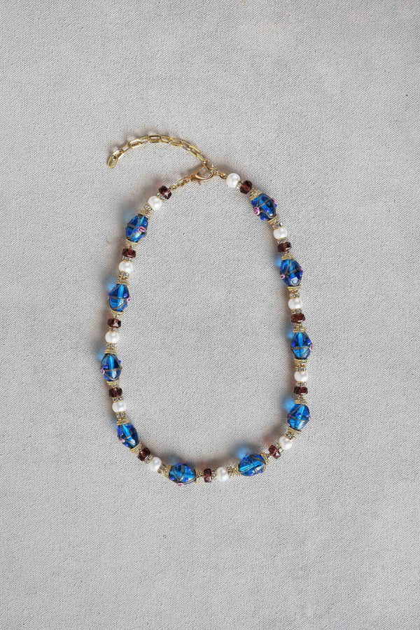 Painted Bead Necklace – Blue