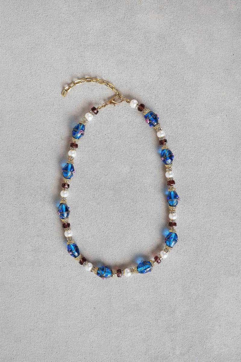 Painted Bead Necklace – Blue