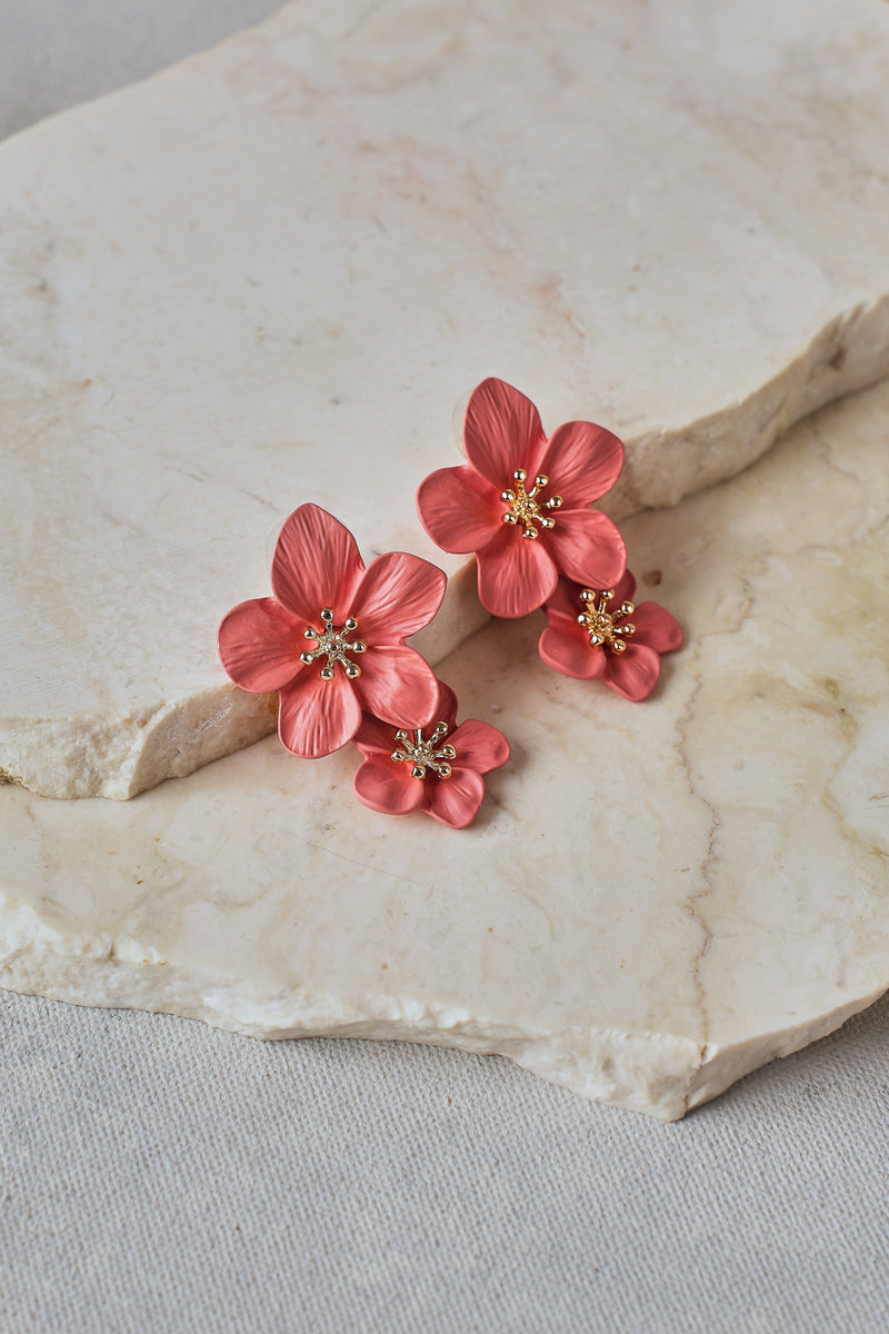 Pink Floral Earrings – Pink