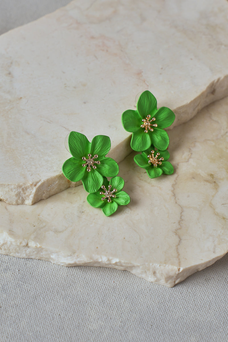 Green Floral Earrings – Green