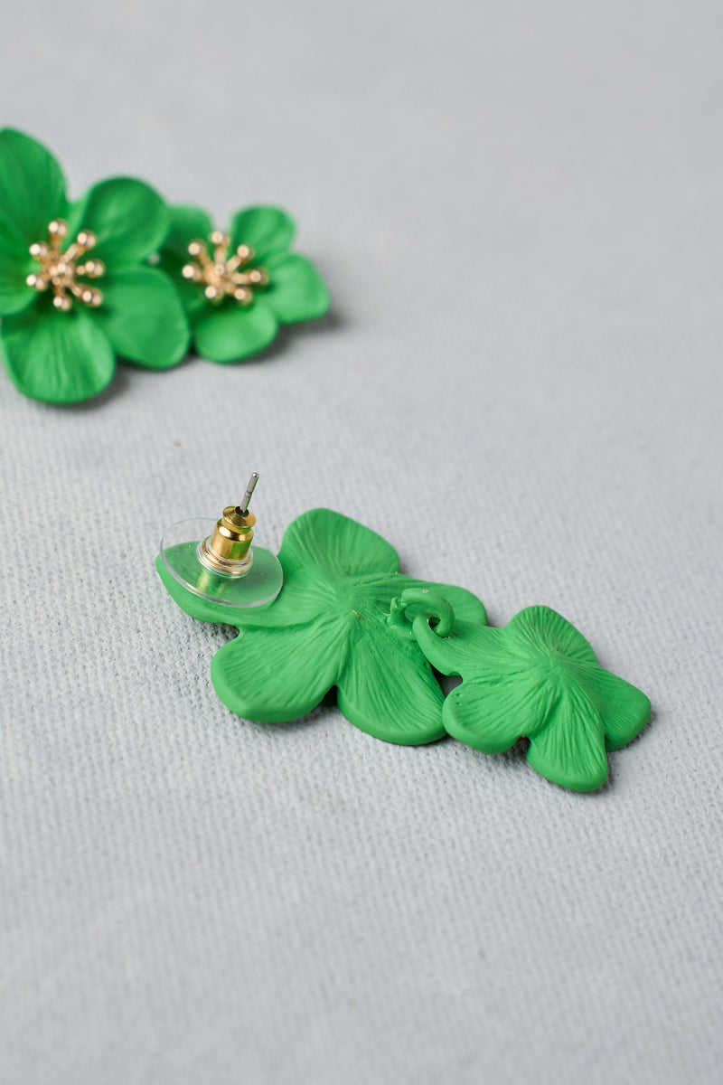 Green Floral Earrings – Green