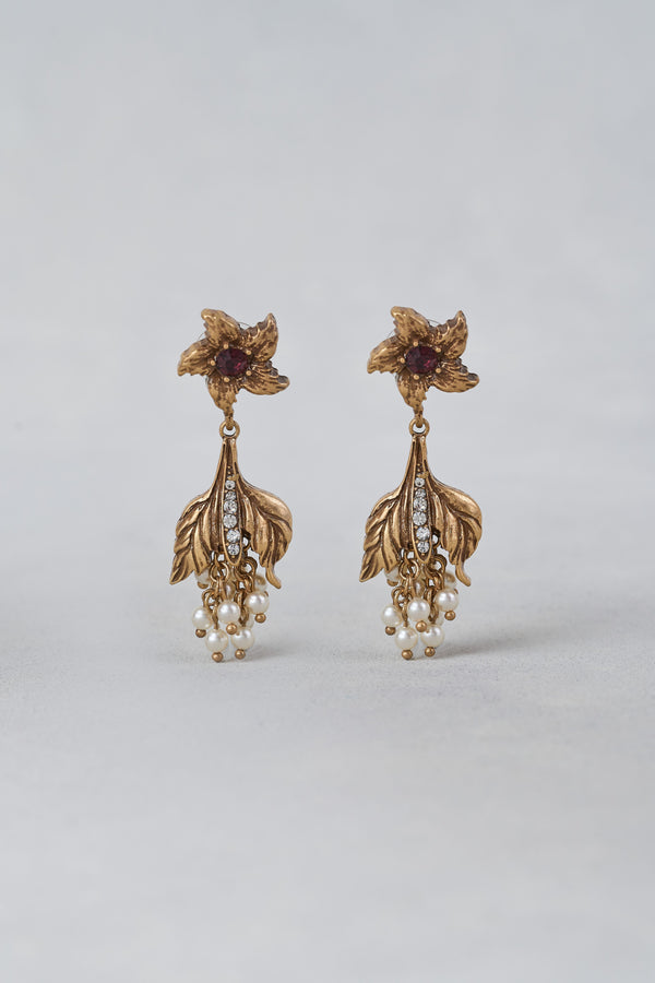 Floral Statement Earrings – Gold