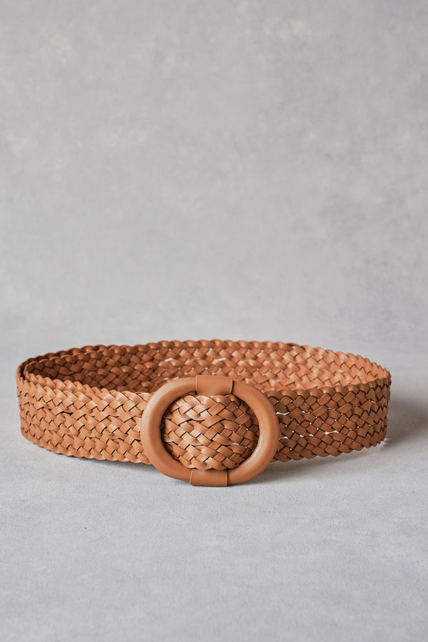 Woven Leather Belt – Light Tan