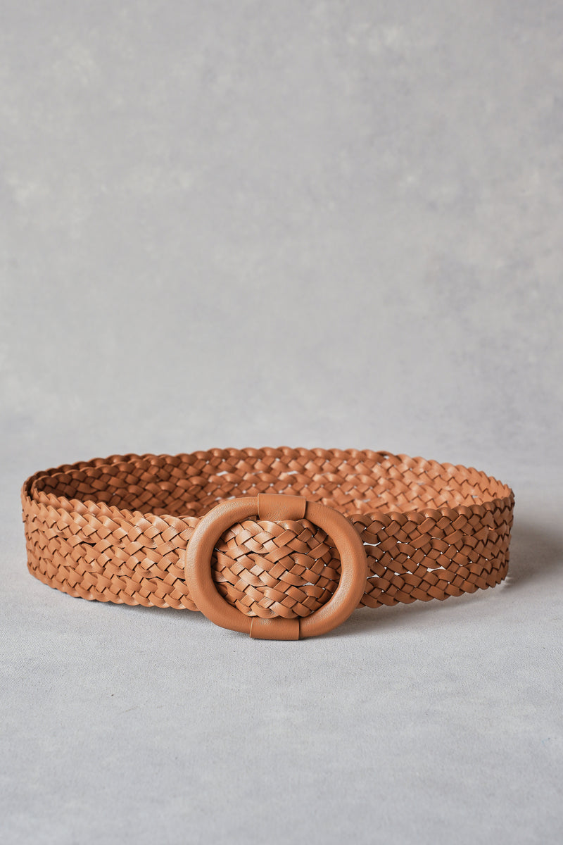 Woven Leather Belt – Light Tan