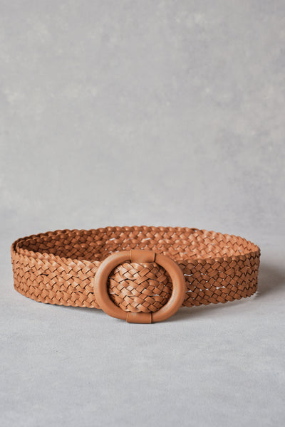 Woven Leather Belt – Light Tan – Blue Illusion display picture 1