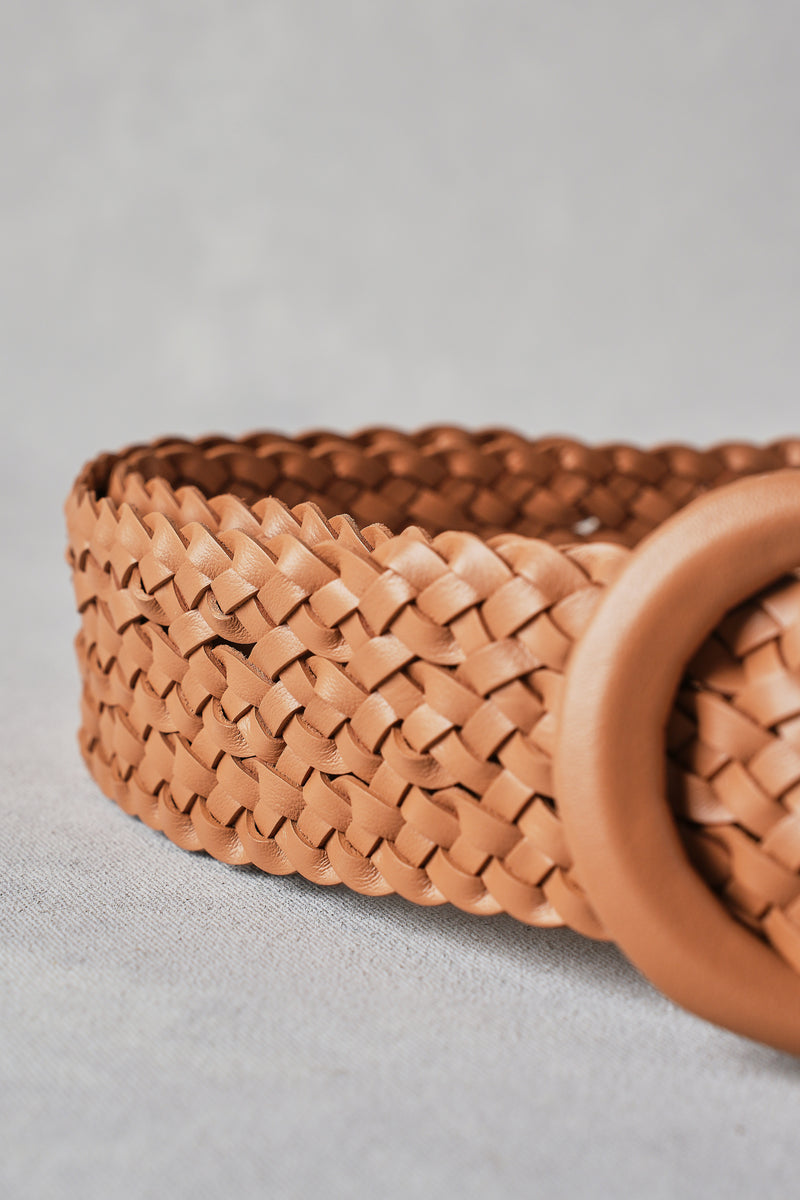 Woven Leather Belt – Light Tan