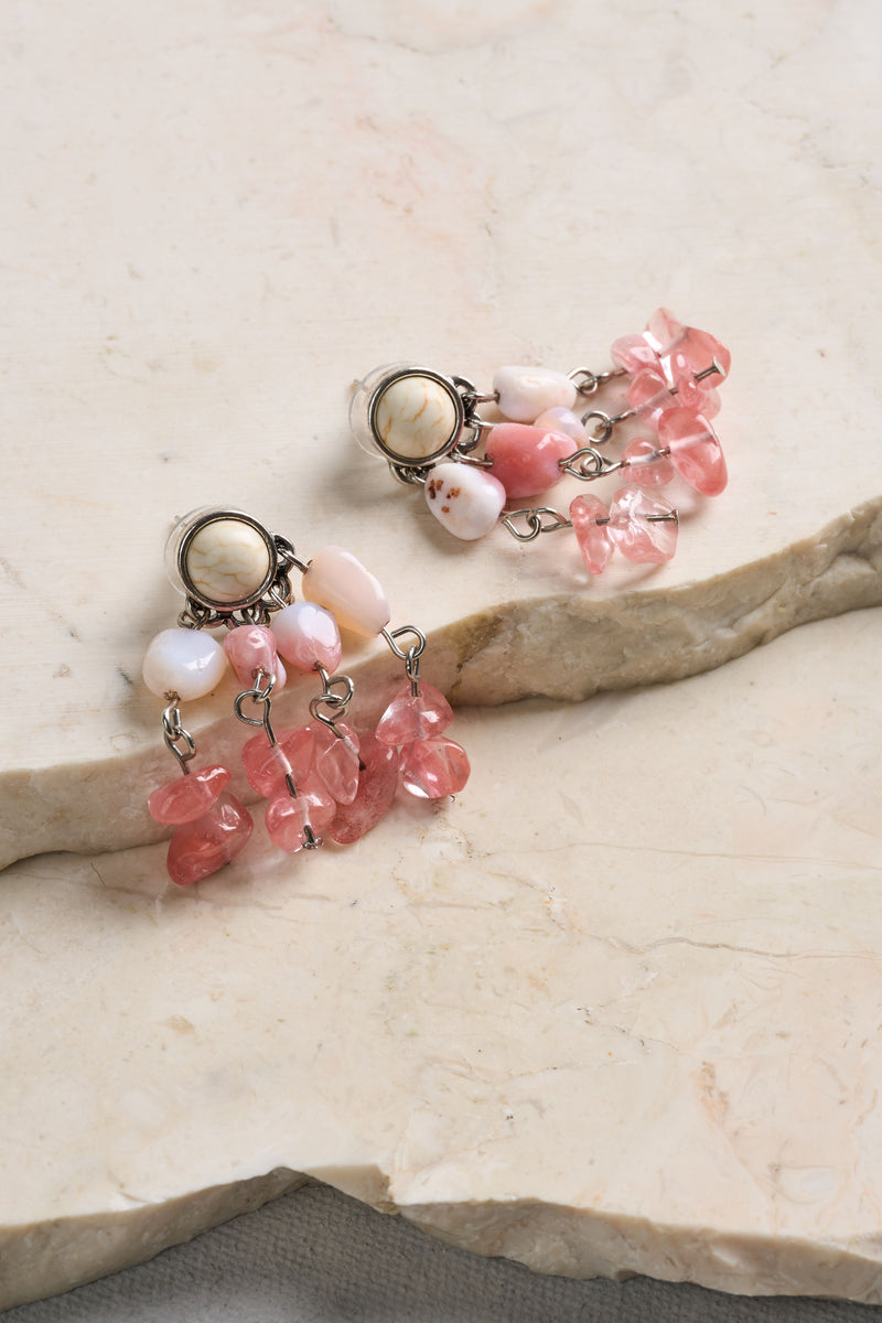 Mixed Bead Earrings - Pink