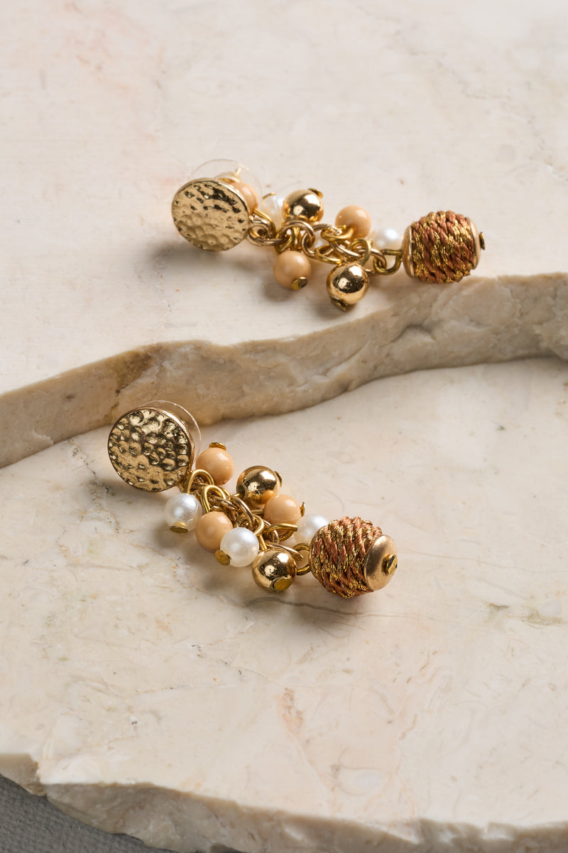 Multi Bead Earrings - Gold