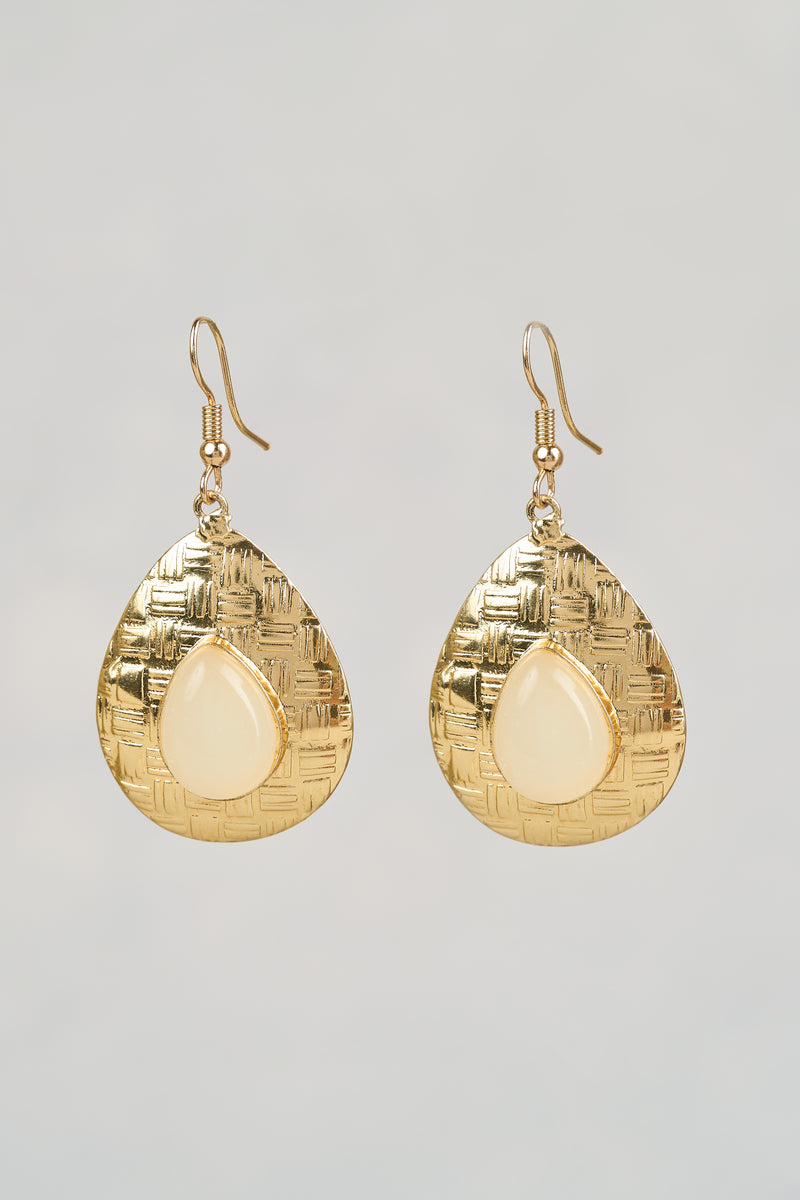 Etched Droplet Earrings - Gold
