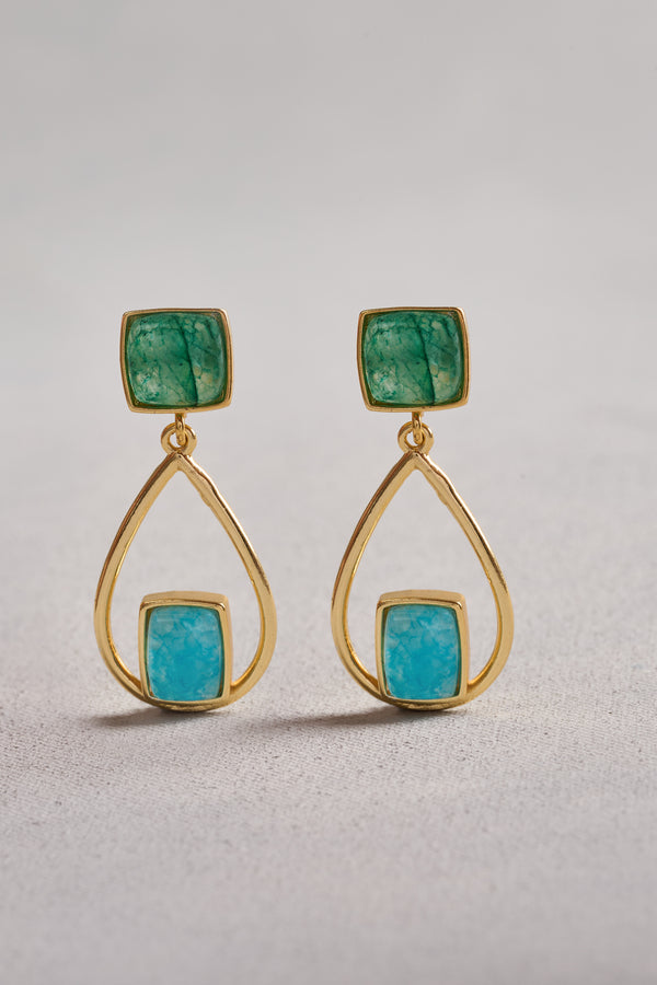 Bead & Tear Drop Earrings - Multicolour