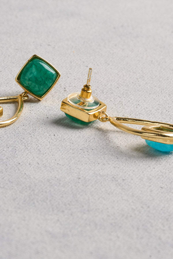 Bead & Tear Drop Earrings - Multicolour