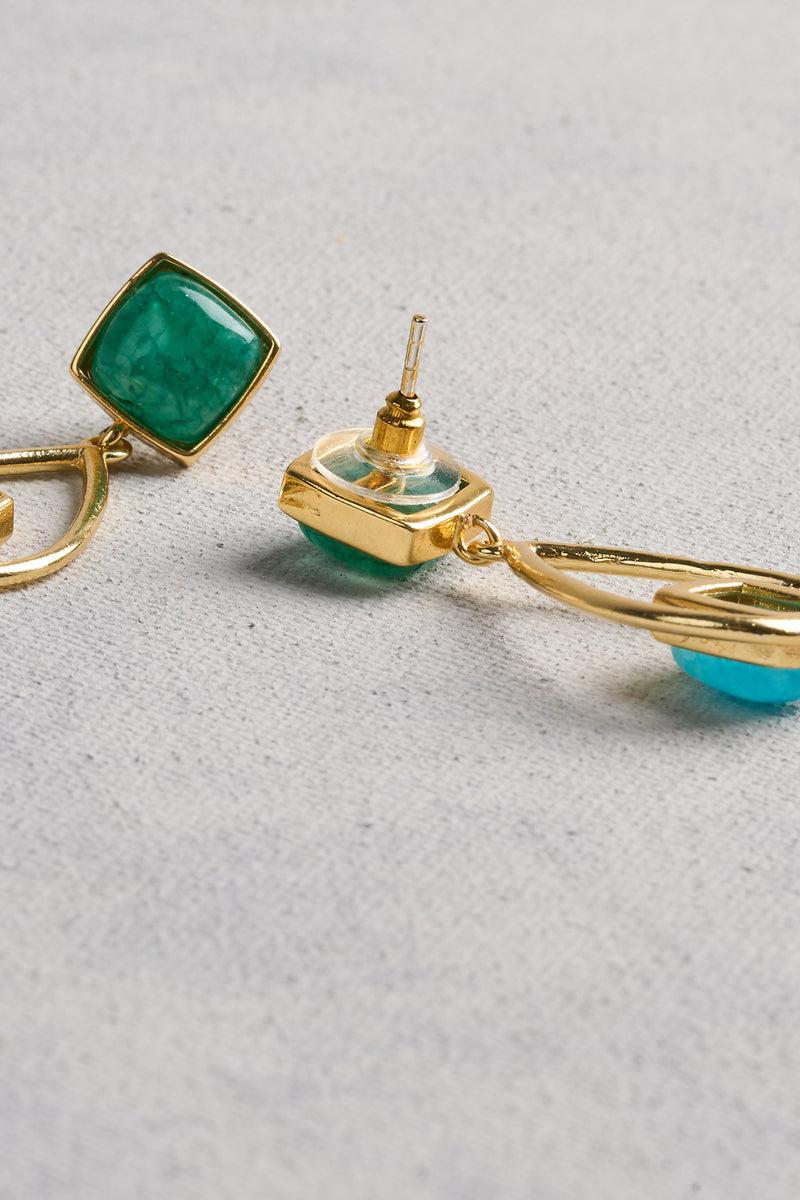 Bead & Tear Drop Earrings - Multicolour