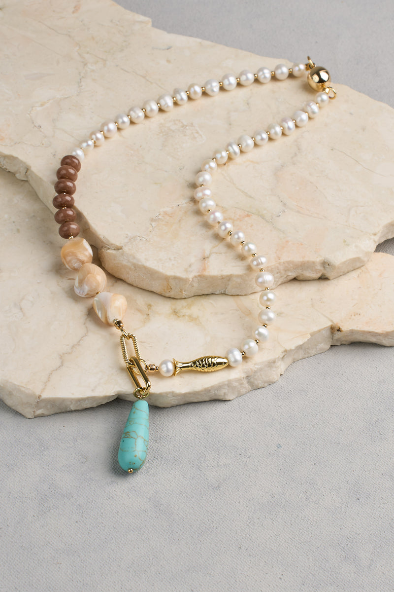 Stone Pendant Necklace - Multicolour