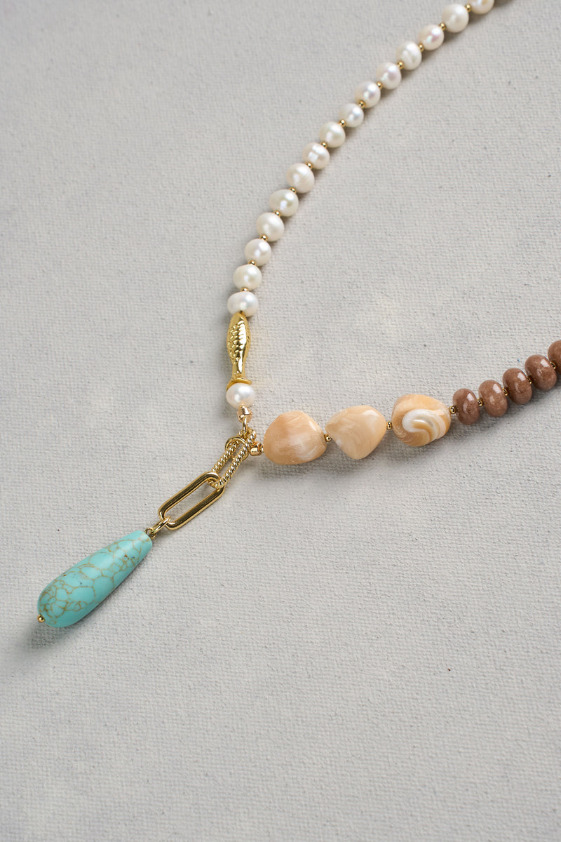 Stone Pendant Necklace - Multicolour
