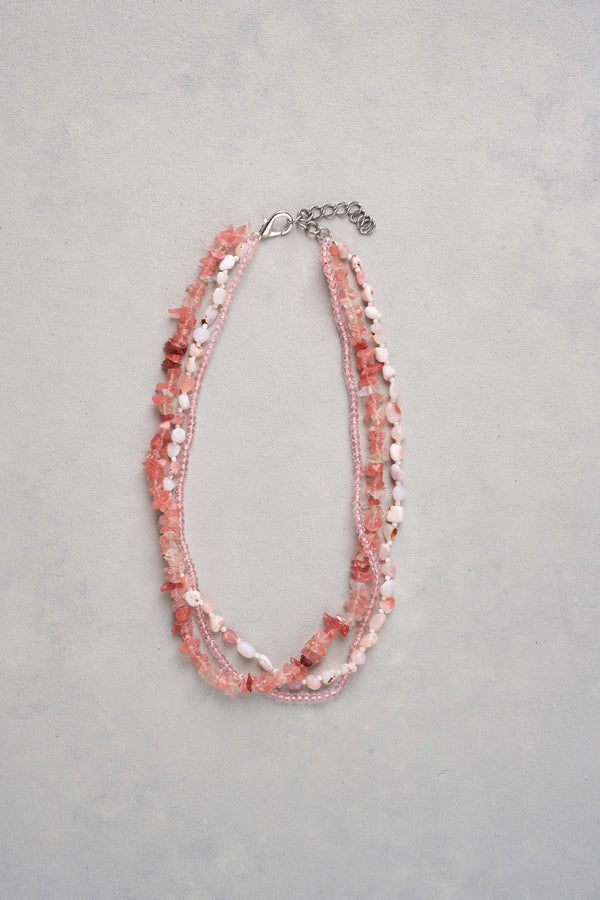 Mixed Stone Necklace - Pink
