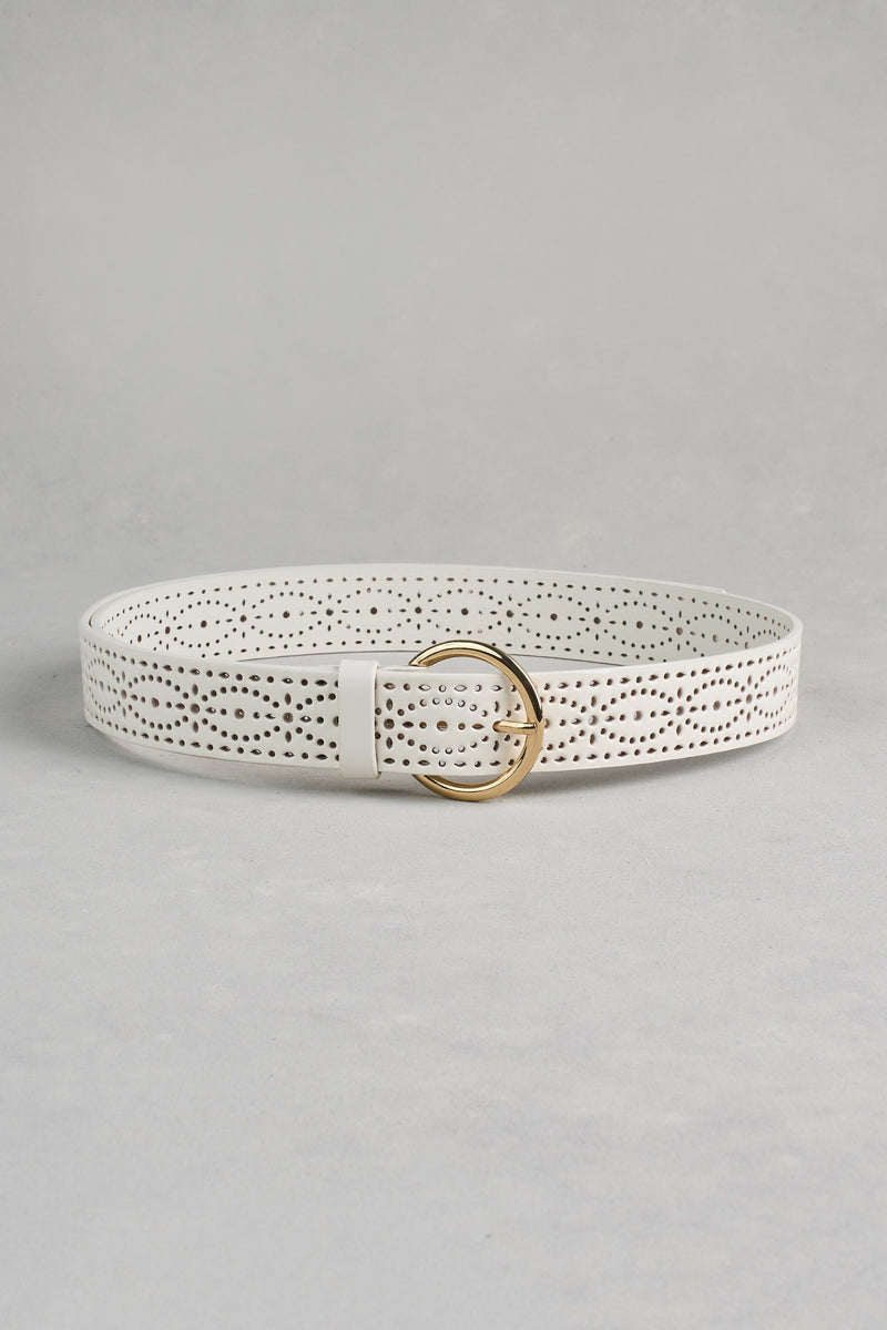Cutwork Belt - White