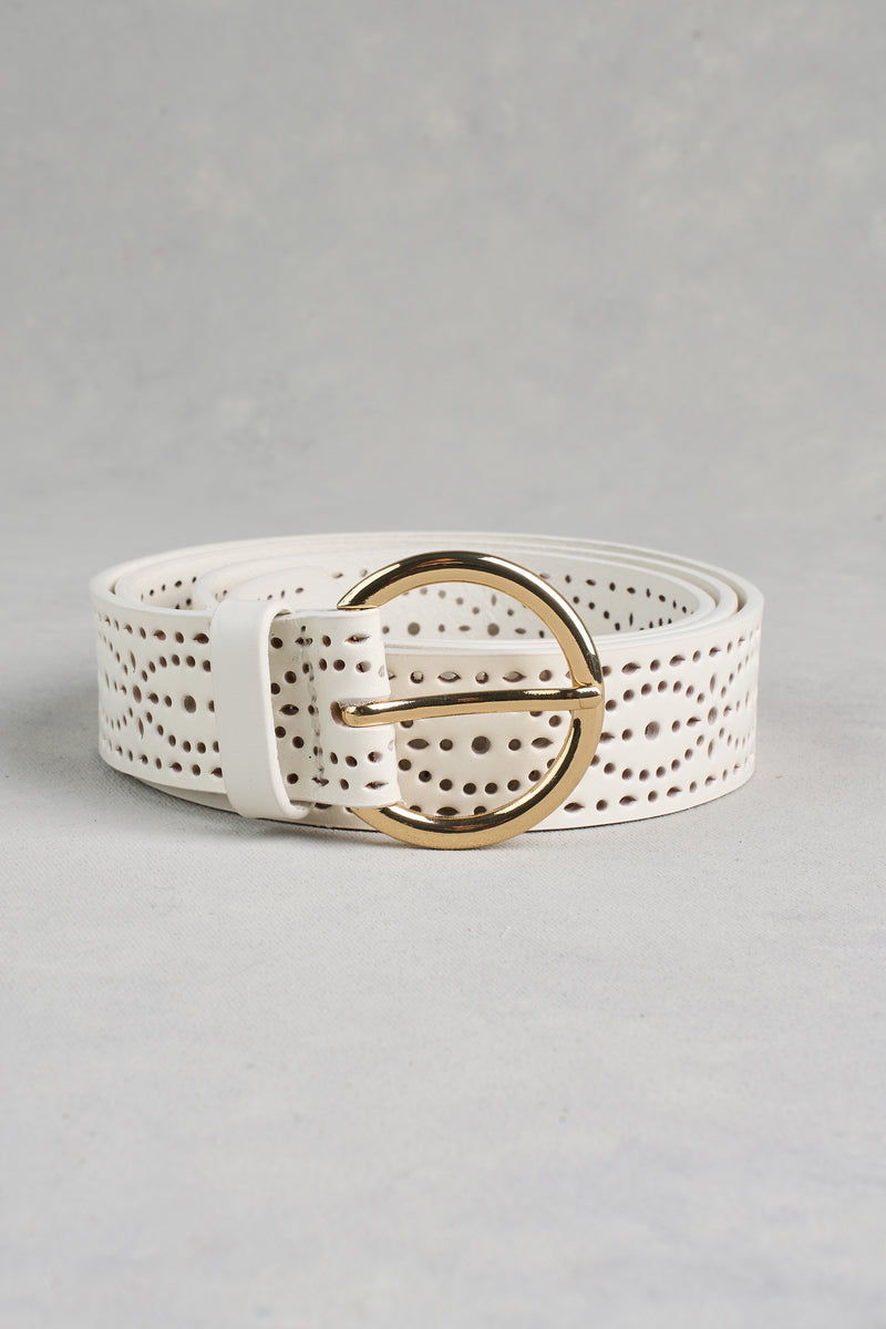 Cutwork Belt - White