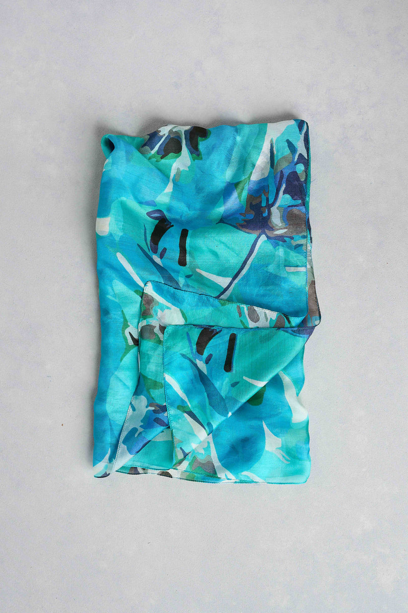 Abstract Print Scarf - Blue