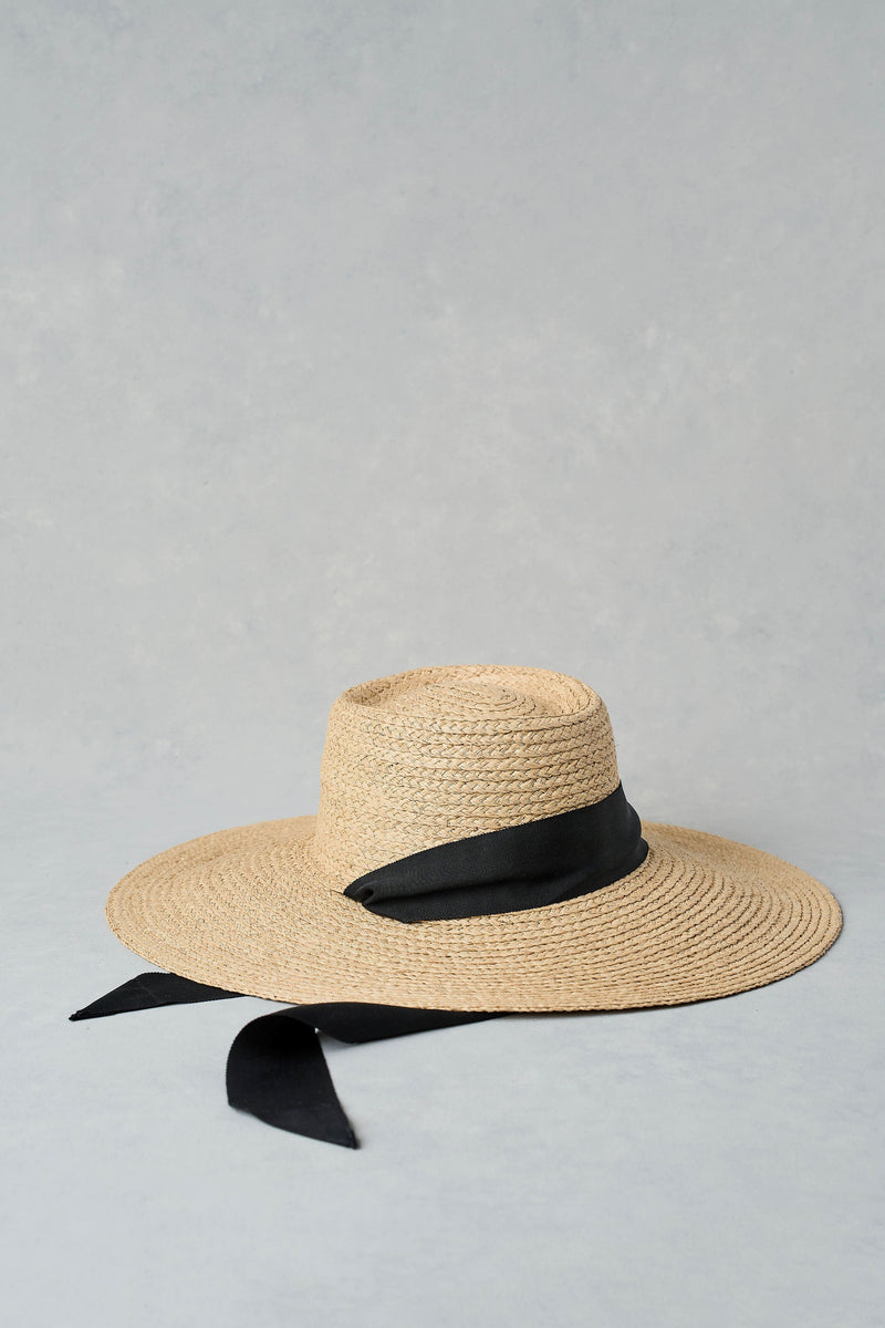Tie Detail Straw Hat - Natural