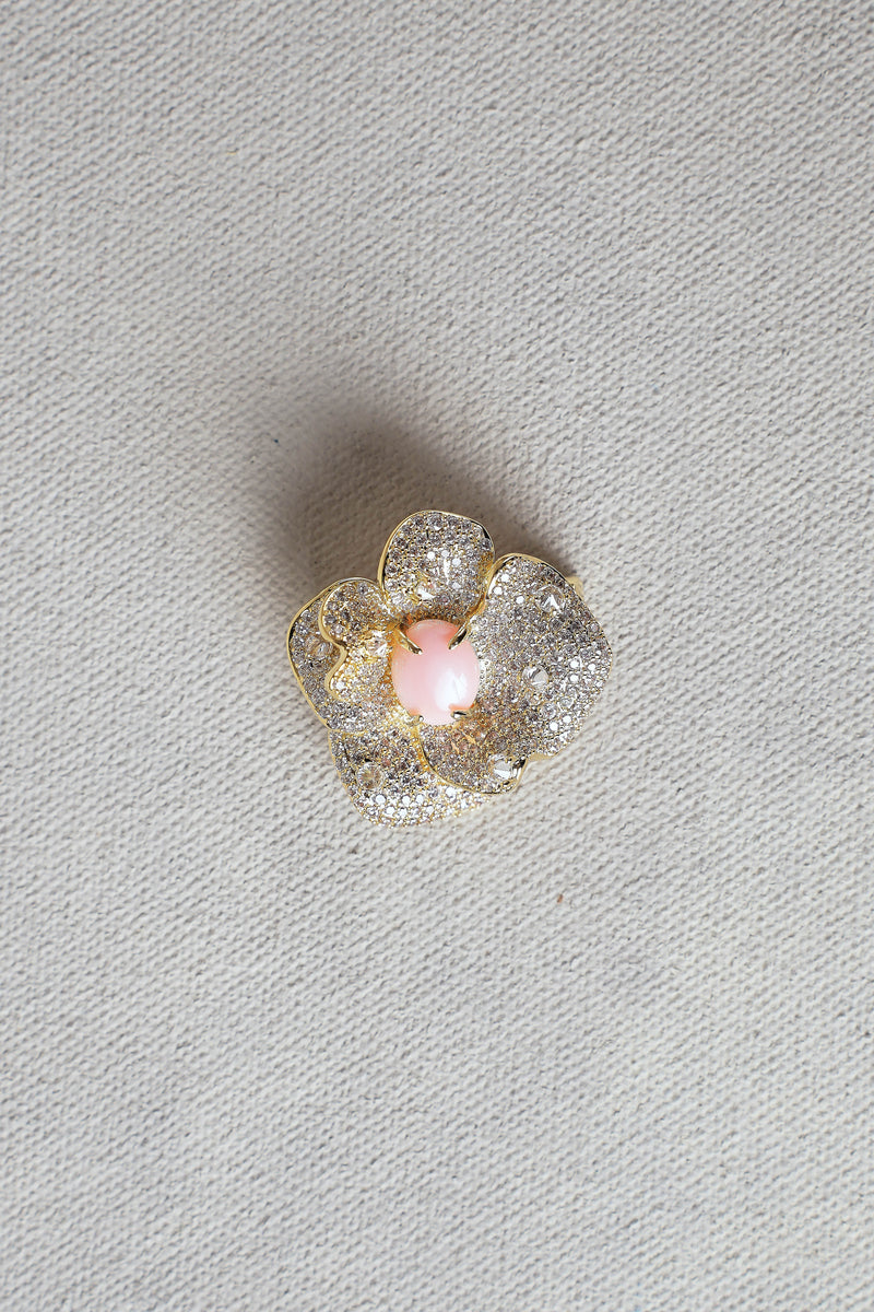 Diamante Floral Brooch – Gold