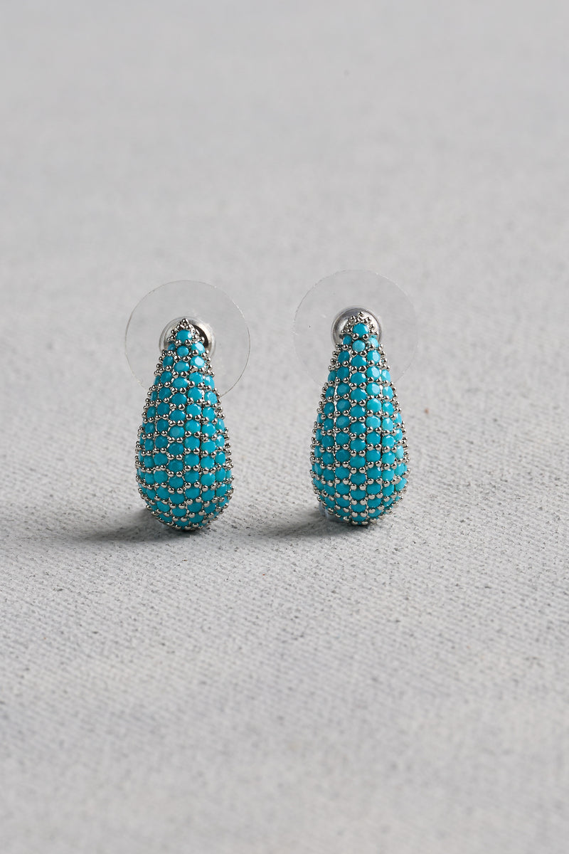Beaded Tear Drop Studs - Aqua