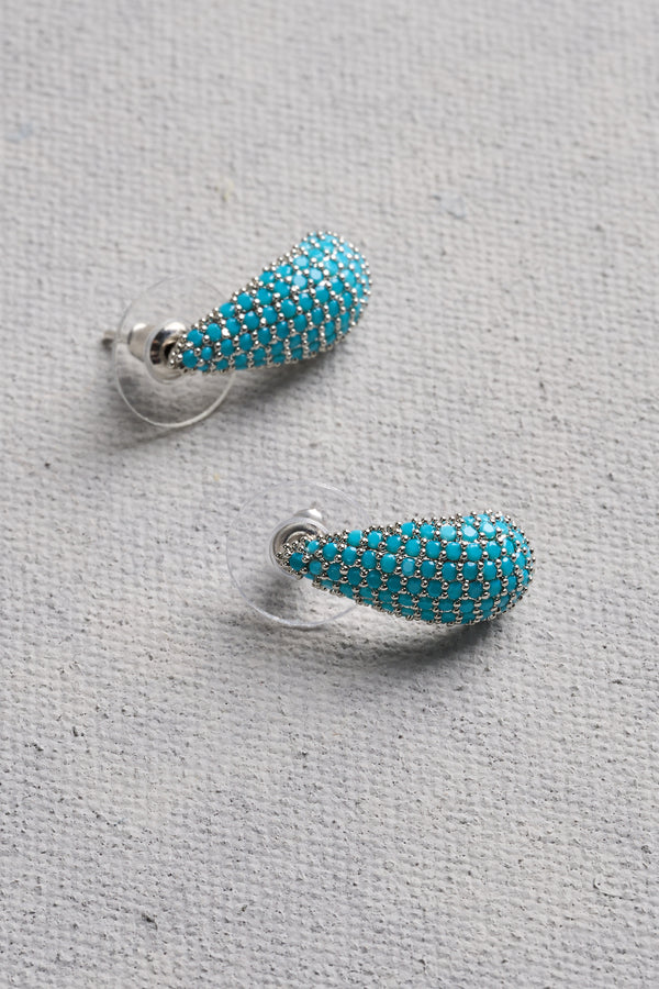 Beaded Tear Drop Studs - Aqua