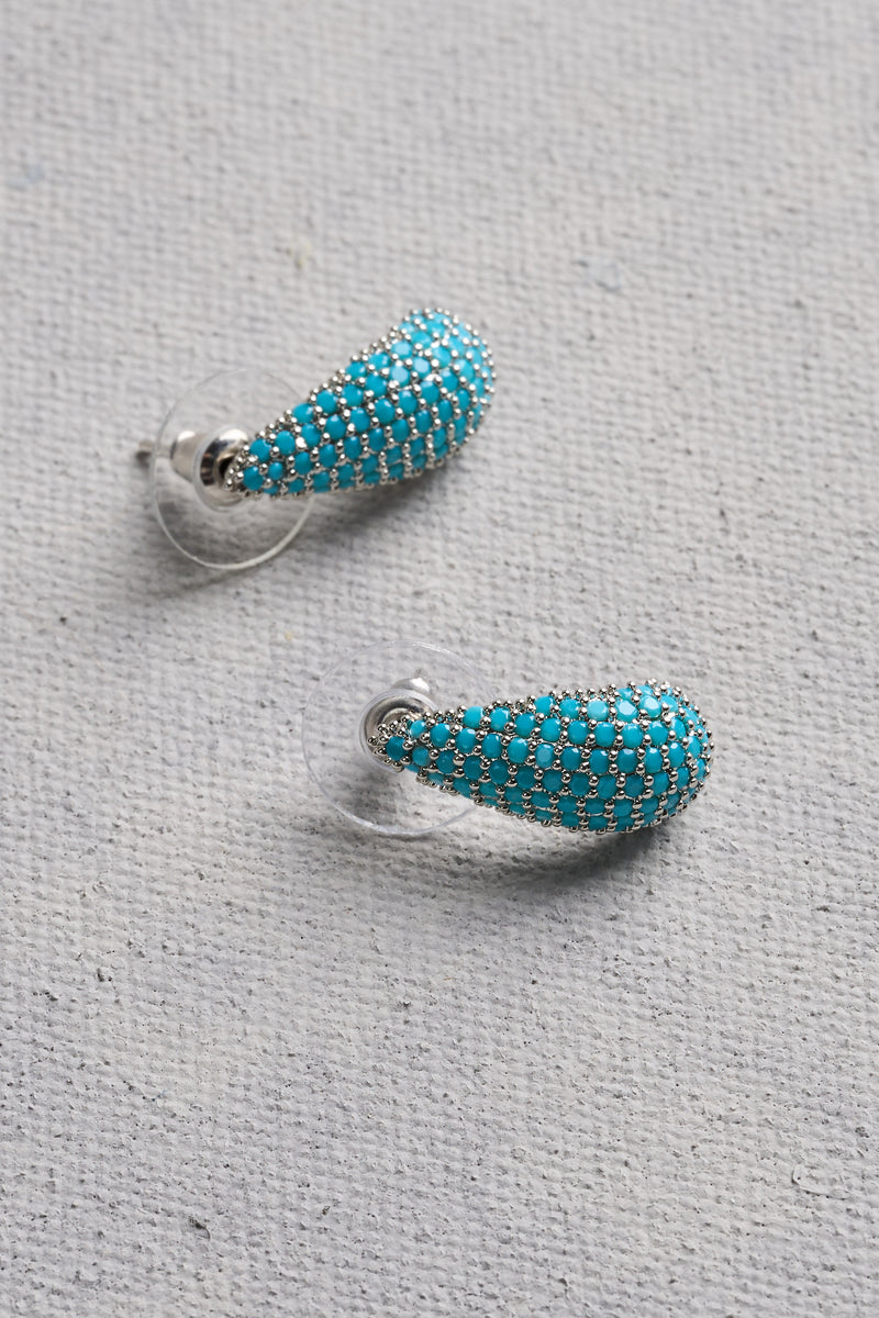 Beaded Tear Drop Studs - Aqua