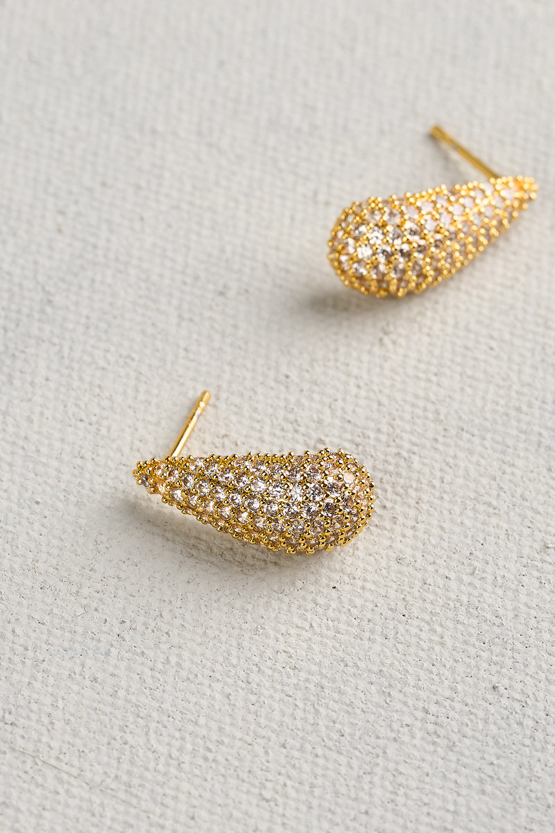 Diamante Tear Drops - Gold