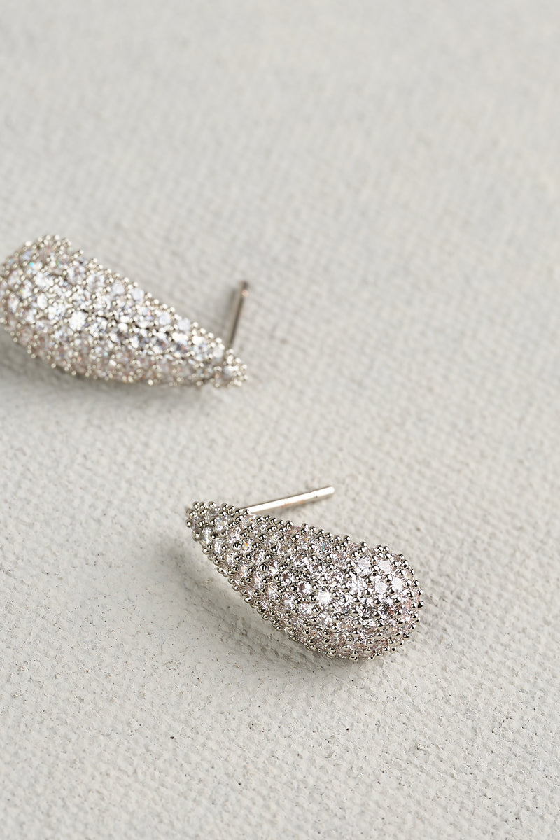 Diamante Tear Drops - Silver