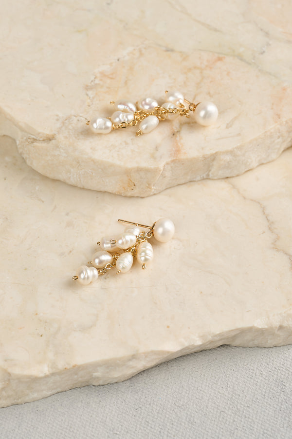 Pearl Jumble Earrings - White