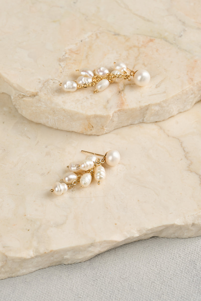 Pearl Jumble Earrings - White