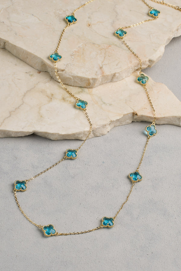 Clover Necklace - Aqua