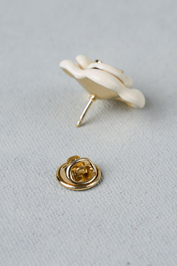 Enamel Floral Brooch - White