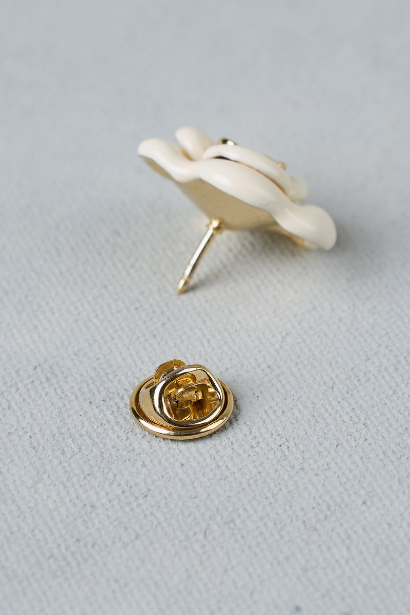 Enamel Floral Brooch - White