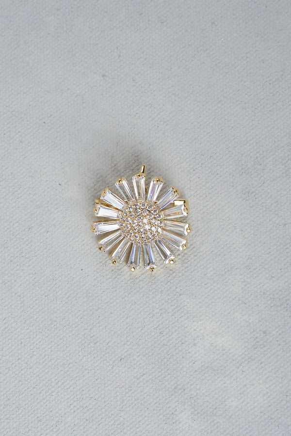 Diamante Floral Brooch - Silver