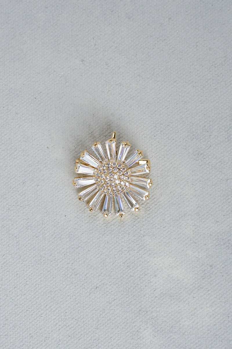Diamante Floral Brooch - Silver