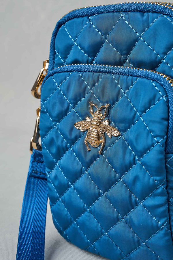 Quilted Phone Bag - Mid Blue