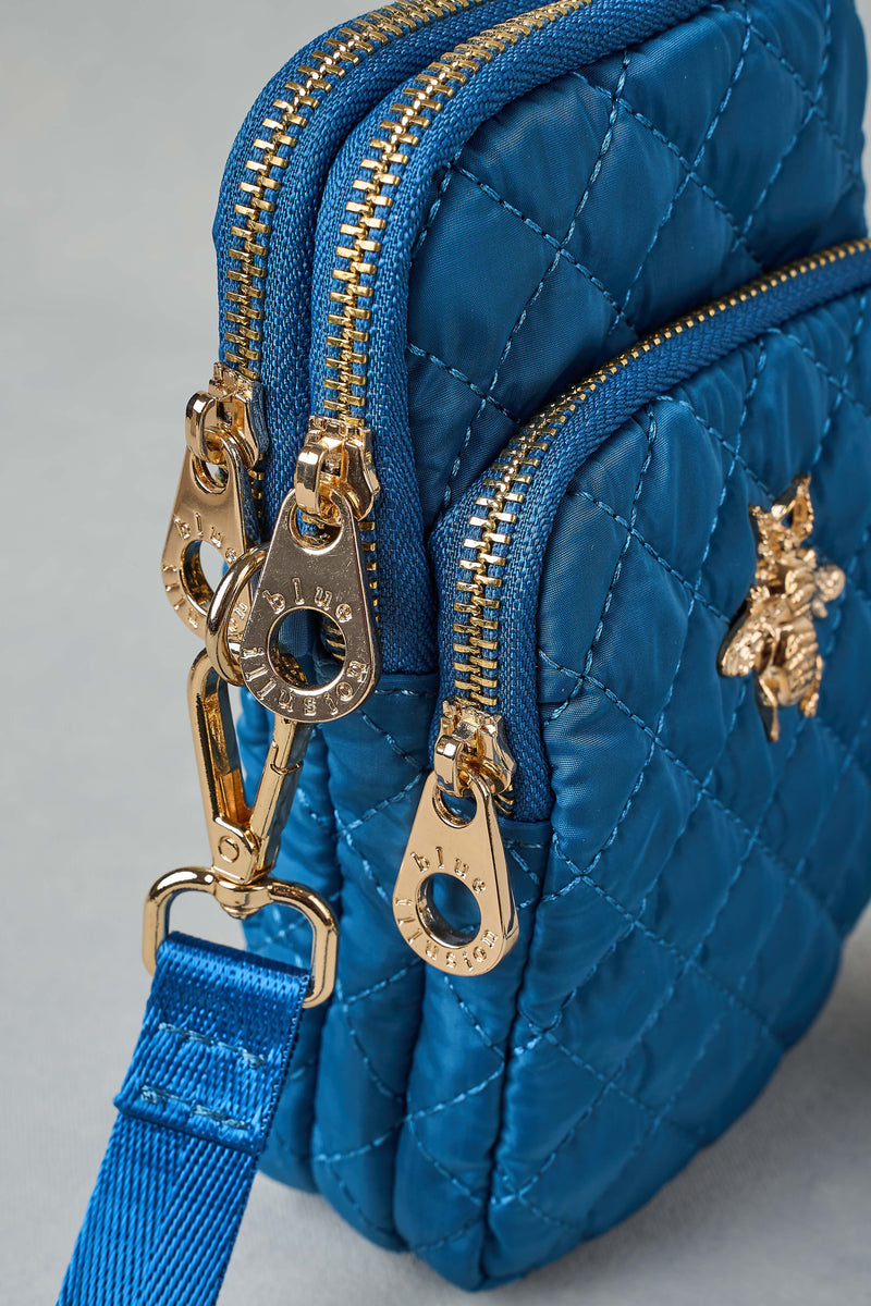 Quilted Phone Bag - Mid Blue