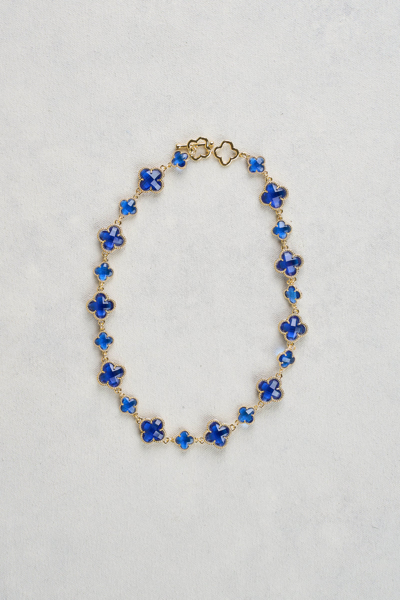 Short Clover Necklace - Blue