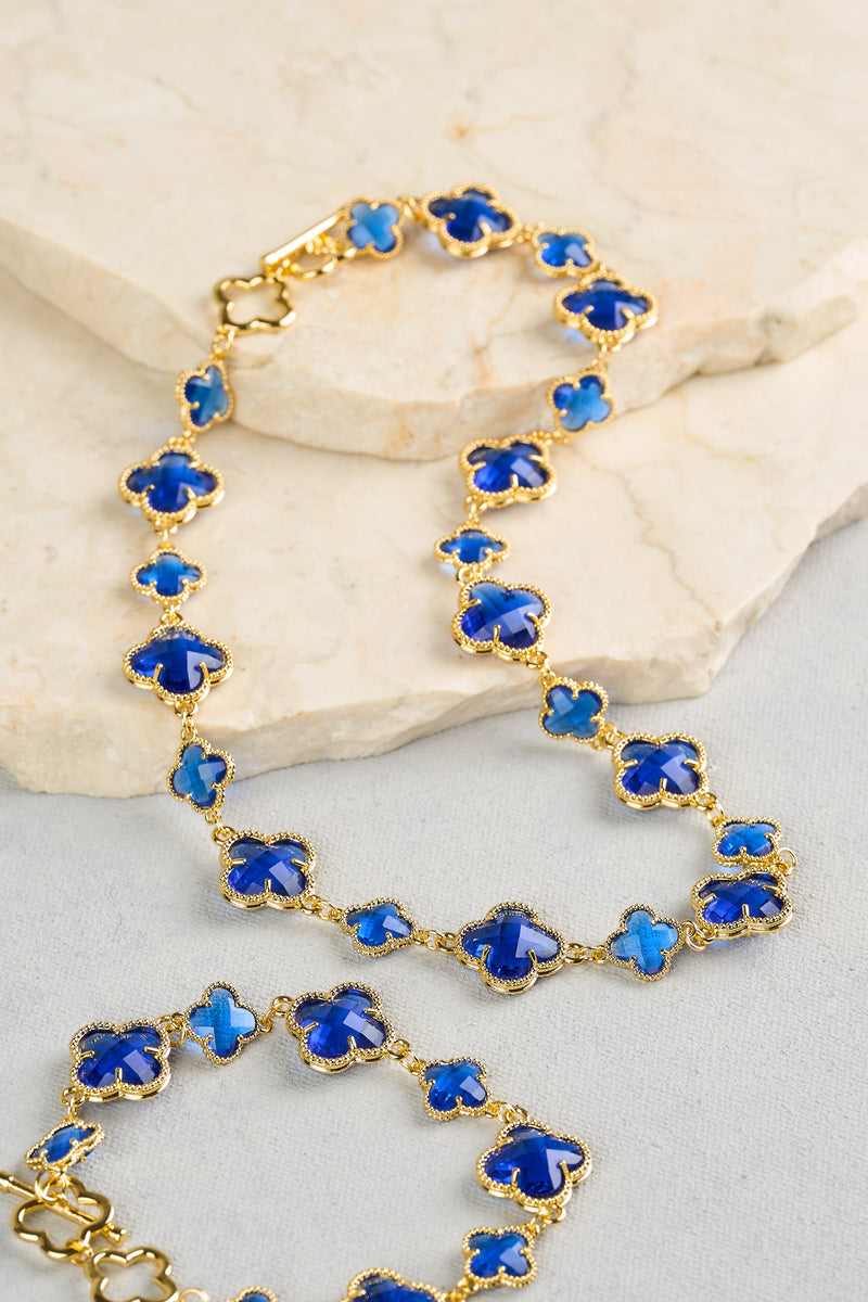 Short Clover Necklace - Blue